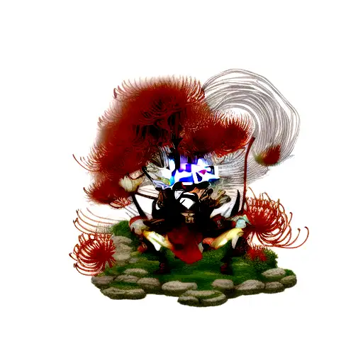 red spider lily with rengoku  tattoo design idea