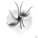 red spider lily with quote in japanese set your heart ablaze  tattoo design idea