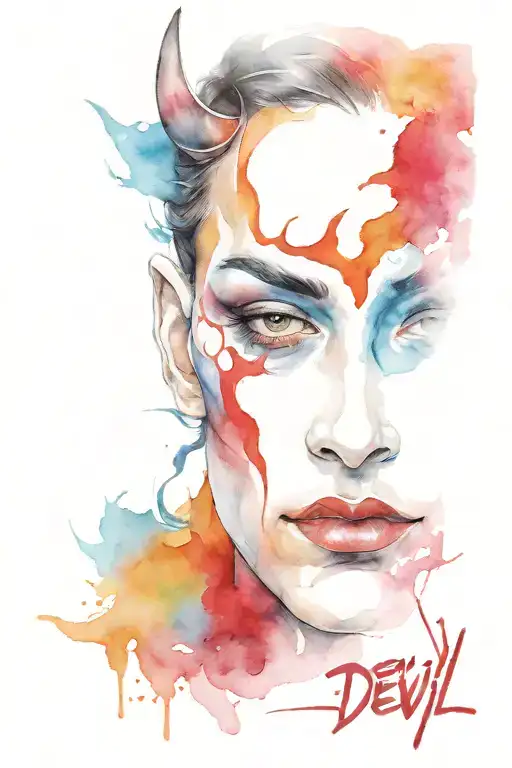 devil face one eye tattoo design idea