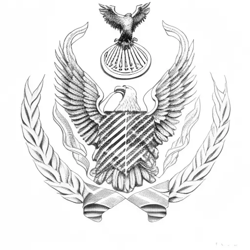 Asclepius with usa flag, eagle wings tattoo design idea