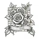 973 area code surrounded by brick wall with roses on it  tattoo design idea