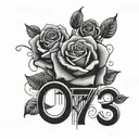 973 area code surrounded by brick wall with roses on it  tattoo design idea