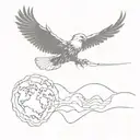 eagle spreading its wings behind the earth tattoo design idea