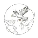 eagle spreading its wings behind the earth tattoo design idea