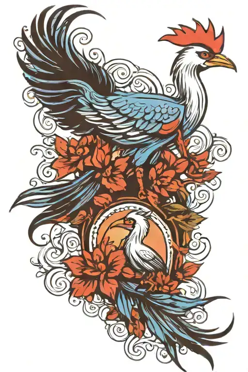 blue heron, cardinal, rooster all separate,and breast cancer ribbon  tattoo design idea