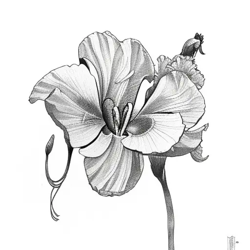 number 8 with iris and cosmos flowers tattoo design idea