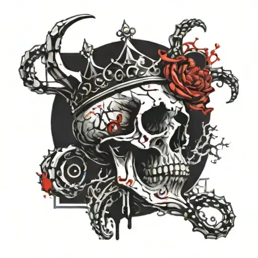 king of bones with a coral crown eldritch tentacles tattoo design idea