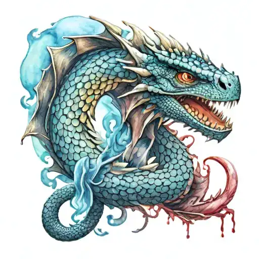 toothless the dragons tail in watercolor tattoo with date 8-29-2024 tattoo design idea