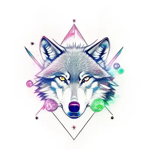 Incorporate a wolf and dragon in an anime-inspired tattoo tattoo design idea