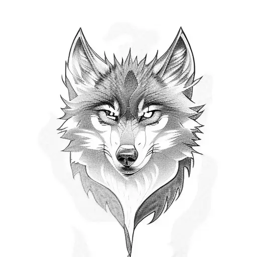 Incorporate a wolf and dragon in an anime-inspired tattoo tattoo design idea