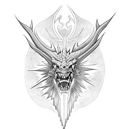 drakon and fire tattoo design idea