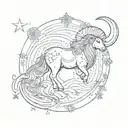 Aries constellation interwoven with tribal patterns and waves crashing on a Hawaiian shore tattoo design idea