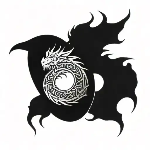 Ouroboros dragon on elbow tattoo design idea