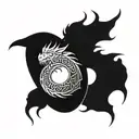Ouroboros dragon on elbow tattoo design idea