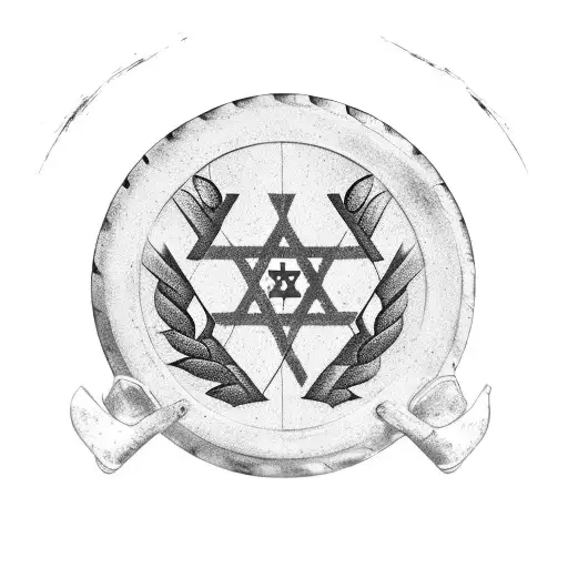 tractor tire with Israel flag inside of it tattoo design idea