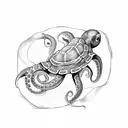 octopus and turtle tattoo design idea