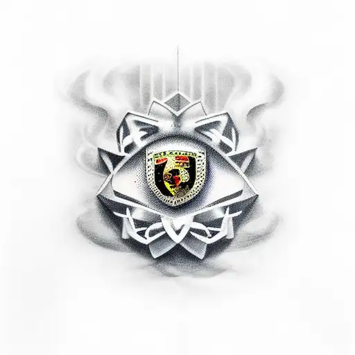 Bluprint explossive view of porsche tattoo design idea