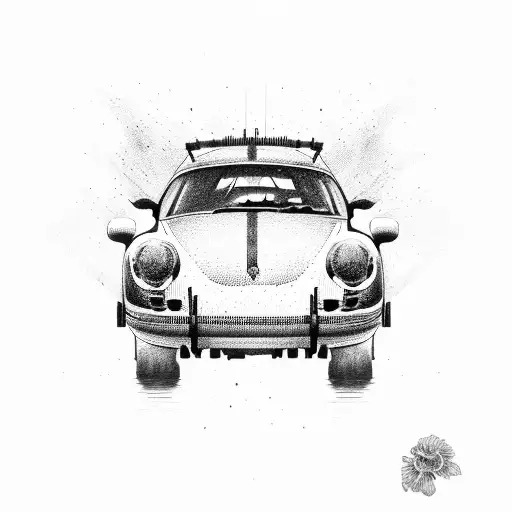 Bluprint explosive view of porsche tattoo design idea