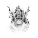 Bluprint view of porsche tattoo design idea