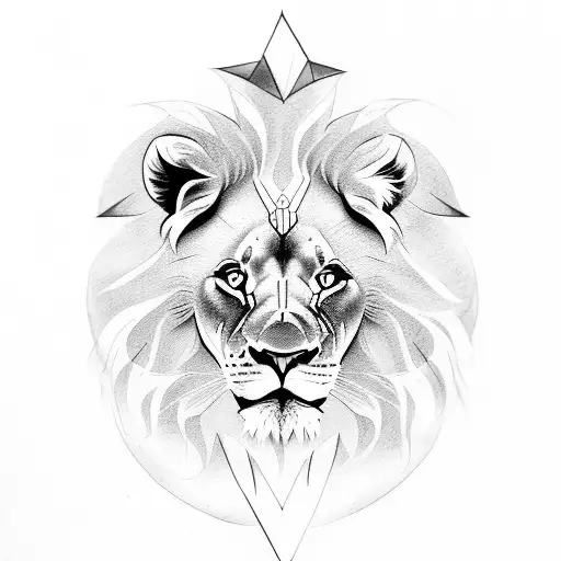 Lion with blu eyes and a scar tattoo design idea