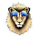 Lion with blu eyes and a scar tattoo design idea