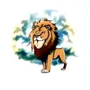 Lion with blu eyes and a scar tattoo design idea