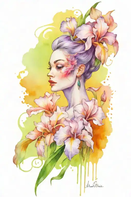 goddess iris, persephone, rainbows, arm tattoo tattoo design idea