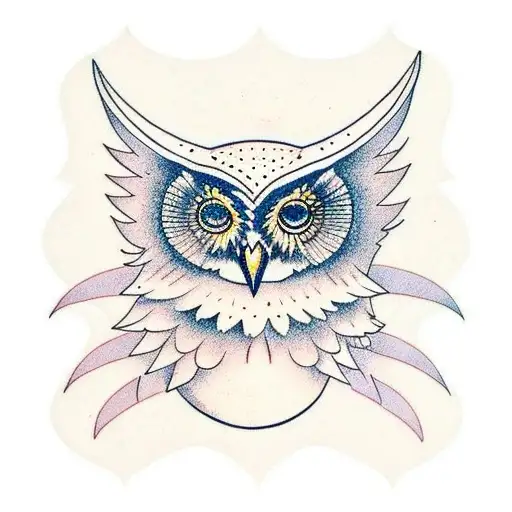 waxing crescent moon, owl, "Gunner" tattoo design idea