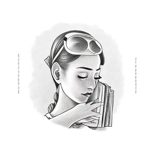a girl sitting sideways on planet earth and reading a book tattoo design idea