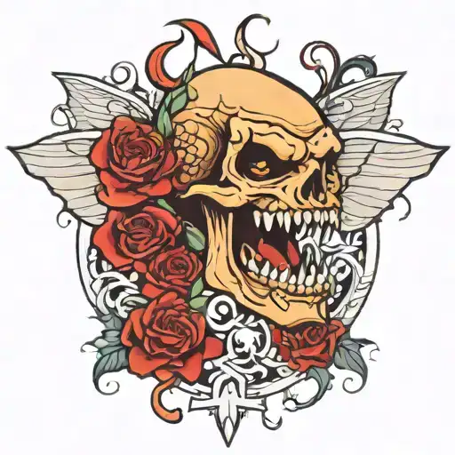 greed anger addiction lust melting tattoo design idea