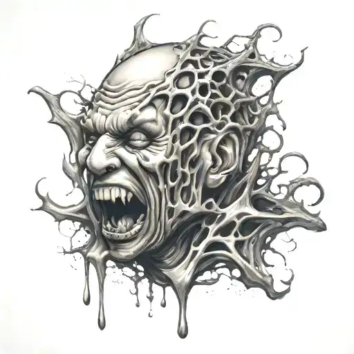 greed anger addiction lust melting tattoo design idea