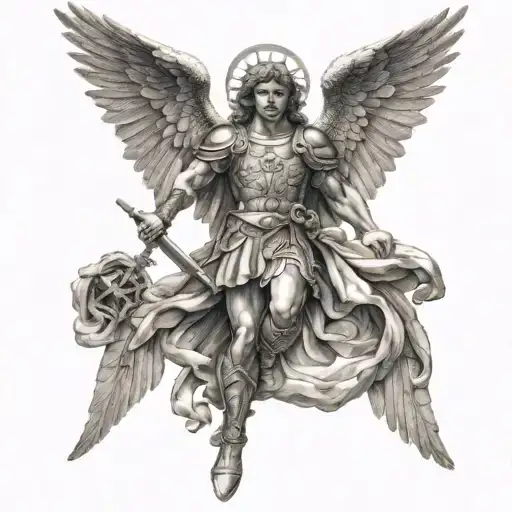 Saint Michael the Archangel tattoo design idea
