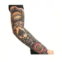 queen arm tattoo, poker cards and poker chips tattoo design idea