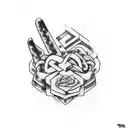 hate, love on fingers with gottics letters tattoo design idea