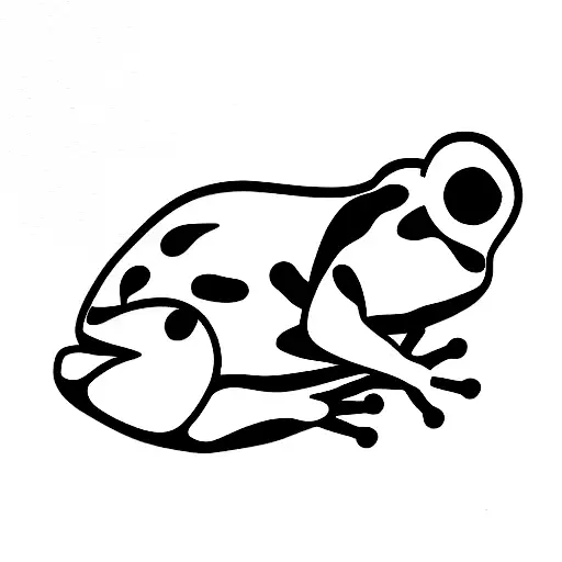 frog and panda, heart, fine line tattoo design idea