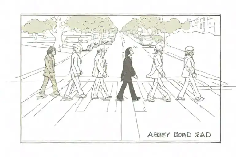Abbey road outline all connected by a line  tattoo design idea