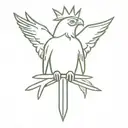 crown hawk cross tattoo design idea