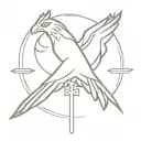 crown hawk cross tattoo design idea