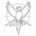 crown hawk cross tattoo design idea