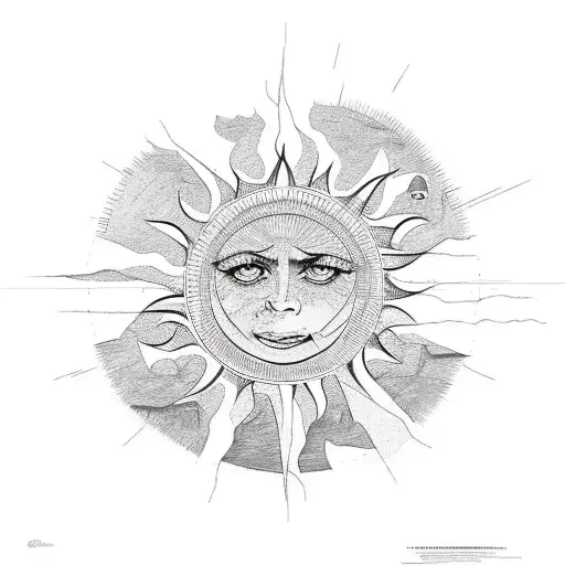 refugee wall and a sun tattoo design idea