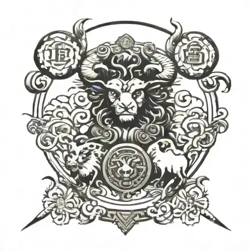 Libra, Aries, Leo zodiac sign tattoo design idea