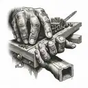 A tattoo of a carpenter's hands building a stage for a concert with animals in the audience tattoo design idea