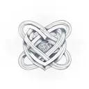 A minimalist design of the number 9 intertwined with a heart symbolizing love tattoo design idea