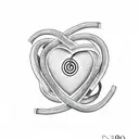 A minimalist design of the number 9 intertwined with a heart symbolizing love tattoo design idea