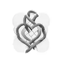 A minimalist design of the number 9 intertwined with a heart symbolizing love tattoo design idea