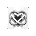 A minimalist design of the number 9 intertwined with a heart symbolizing love tattoo design idea