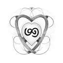 A minimalist design of the number 9 intertwined with a heart symbolizing love tattoo design idea