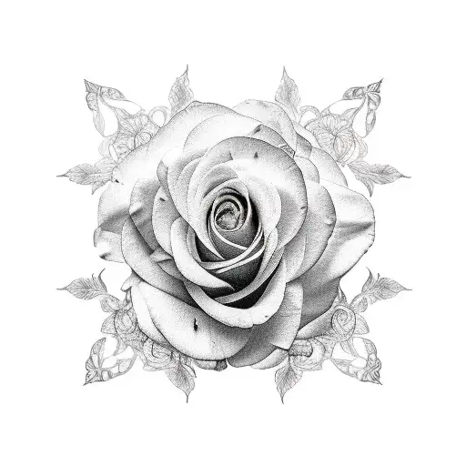 yellow rose in glass dome tattoo design idea