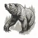 angry grizzly bear with narrow forest pathway  tattoo design idea