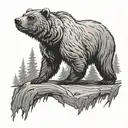 angry grizzly bear with narrow forest pathway  tattoo design idea